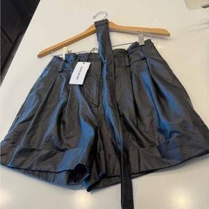 Elizabeth and James High Waist leather like Black Shorts